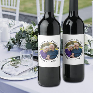 Étiquette Pour Bouteilles De Vin Ajoutez votre propre photo de couple 70e anniversa