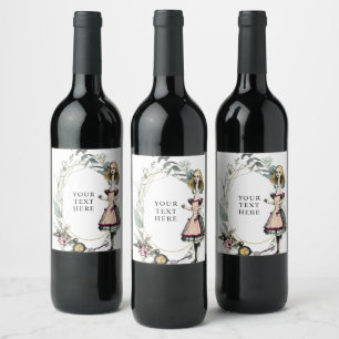 Étiquette Pour Bouteilles De Vin Alice au pays des merveilles vintage