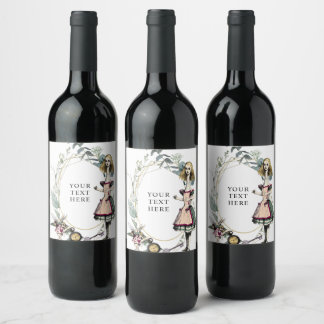 Étiquette Pour Bouteilles De Vin Alice au pays des merveilles vintage