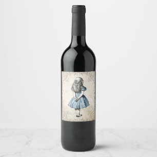 Étiquette Pour Bouteilles De Vin Alice in Wonderland Vines Sepia Vin Étiquette