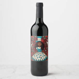 Étiquette Pour Bouteilles De Vin Alice noire au pays des merveilles