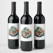 Étiquette Pour Bouteilles De Vin Alien et Pug (Bouteilles)