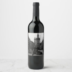 Étiquette Pour Bouteilles De Vin Allemagne vintage Église de Munich Marienplatz