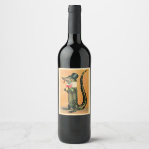 Étiquette Pour Bouteilles De Vin Alligator à Haut-de-Forme
