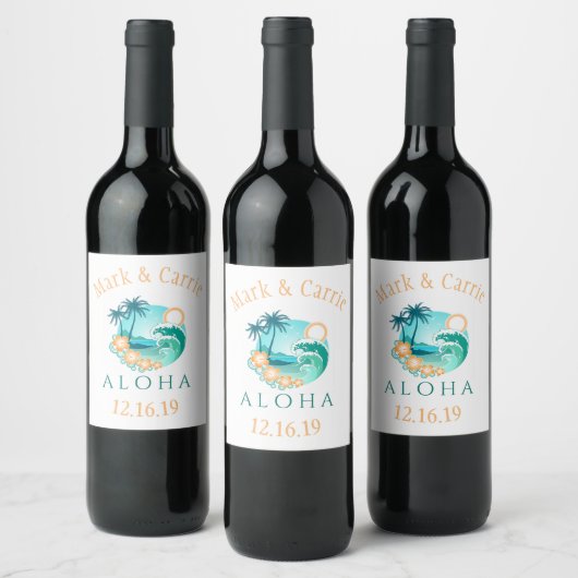 Étiquette Pour Bouteilles De Vin Aloha Tropical Personnalisé (Bouteilles)