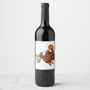 Étiquette Pour Bouteilles De Vin Amateur de basket-ball de Thanksgiving plongée en