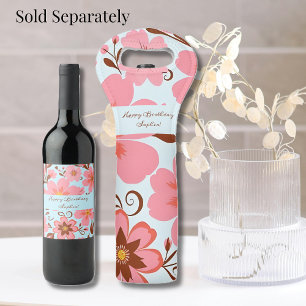 Étiquette Pour Bouteilles De Vin Ambiance florale rose - Fleurs Pastel Vibes-Retro