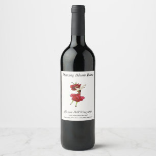 Étiquette Pour Bouteilles De Vin American Beauty Rose, Whimsical Flowers Livre Art