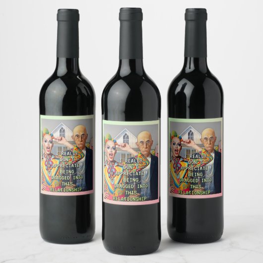 ÉTIQUETTE POUR BOUTEILLES DE VIN AMERICAN GOTHIC RÉINTERPRÉTÉ (Bouteilles)