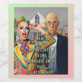 ÉTIQUETTE POUR BOUTEILLES DE VIN AMERICAN GOTHIC RÉINTERPRÉTÉ (Étiquettes simples)