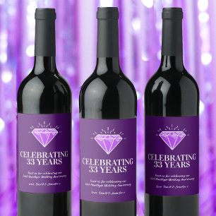 Étiquette Pour Bouteilles De Vin Amethyst 33e anniversaire mariage violet faveur ga