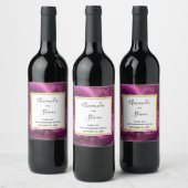 Étiquette Pour Bouteilles De Vin Améthyste Violet Et Mariage D'Agate Abstrait Or (Bouteilles)