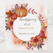 Étiquette Pour Bouteilles De Vin Amour Automne Thanksgiving Dîner (Étiquettes simples)