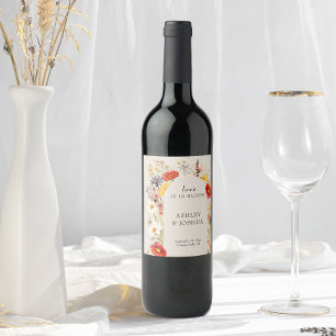 Étiquette Pour Bouteilles De Vin Amour de Fleur Sauvage Rustique en Fleur Mariage