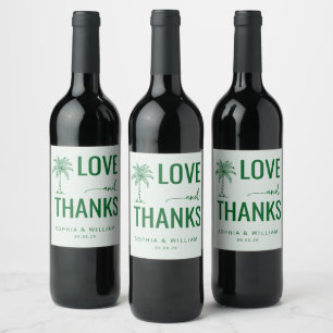 Étiquette Pour Bouteilles De Vin Amour de palmier vert chaud Merci