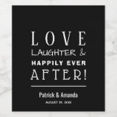 Étiquette Pour Bouteilles De Vin Amour et rire Mariage noir (Étiquettes simples)