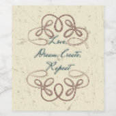 Étiquette Pour Bouteilles De Vin Amour, Rêve, Créer, Répéter Conception Folk (Étiquettes simples)