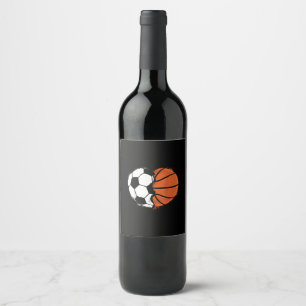 Étiquette Pour Bouteilles De Vin Amour Sports Football Basketball Ball Amant Valent