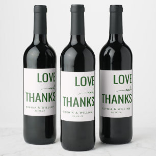 Étiquette Pour Bouteilles De Vin Amour vert sincère remerciements