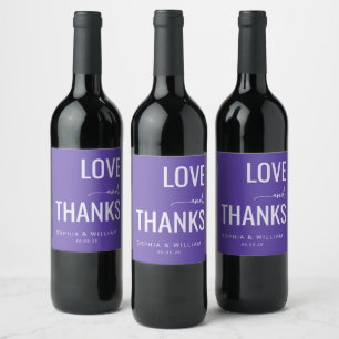 Étiquette Pour Bouteilles De Vin Amour Violet Élégant Merci