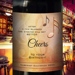 Étiquette Pour Bouteilles De Vin Amusant Anniversaire Chant Musique Vin Étiquette