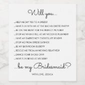 Étiquette Pour Bouteilles De Vin Amusant Script moderne Bridesmaid Proposition Cade (Étiquettes simples)