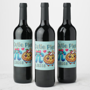 Étiquette Pour Bouteilles De Vin Amusants “Cutie Pies” Symbole Pi mignon et jeu de