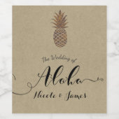 Étiquette Pour Bouteilles De Vin Ananas en bronze d'or Kraft Vin naturel (Étiquettes simples)