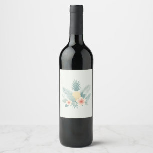 Étiquette Pour Bouteilles De Vin Ananas Floral et Hawaïen