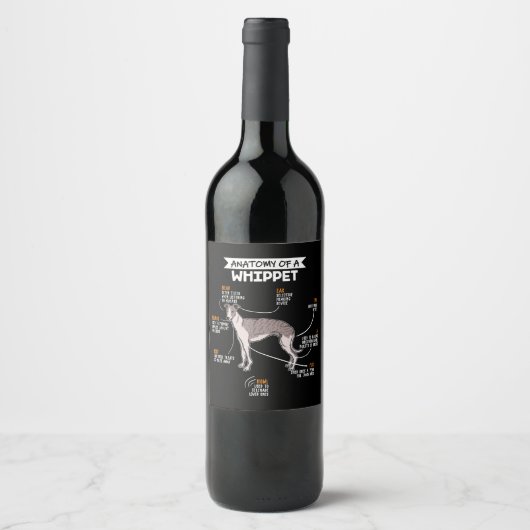 Étiquette Pour Bouteilles De Vin anatomy of a whippet dog funny dog log (Devant)
