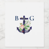 Étiquette Pour Bouteilles De Vin Ancre Floral Nautical Summer Mariage (Étiquettes simples)