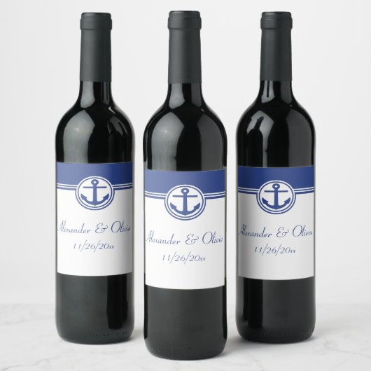 Étiquette Pour Bouteilles De Vin Ancre marine Blue Nautical (Bouteilles)
