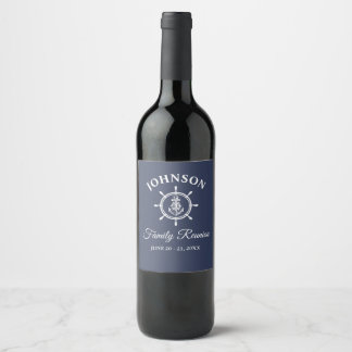 Étiquette Pour Bouteilles De Vin Ancre nautique Helm Famille Réunion Marine Bleu