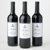 Étiquette Pour Bouteilles De Vin Ancre nautique Mariage bleu marine (Bouteilles)