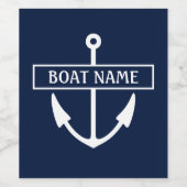Étiquette Pour Bouteilles De Vin Ancre Nom du bateau (Étiquettes simples)