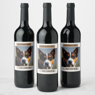 Étiquette Pour Bouteilles De Vin Andy The Australian Blue Heeler,