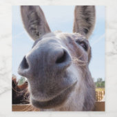 Étiquette Pour Bouteilles De Vin Âne gris souriant comique (Étiquettes simples)