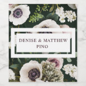 Étiquette Pour Bouteilles De Vin Anémone blanche sur Emerald (Étiquettes simples)