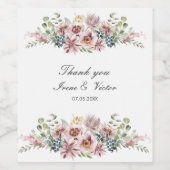 Étiquette Pour Bouteilles De Vin Anemone Dusty Palette mariage Merci (Étiquettes simples)