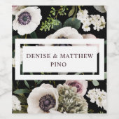 Étiquette Pour Bouteilles De Vin Anéone blanche sur Vrai Noir (Étiquettes simples)