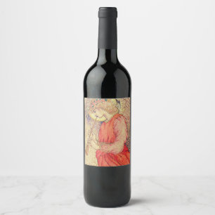 Étiquette Pour Bouteilles De Vin Ange jouant du flageolet
