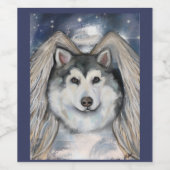 Étiquette Pour Bouteilles De Vin Angel de malamute de l'Alaska (Étiquettes simples)