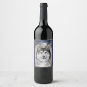 Étiquette Pour Bouteilles De Vin Angel de malamute de l'Alaska (Devant)