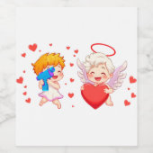 Étiquette Pour Bouteilles De Vin Angles mignons et jouant pour vous mon amour 👼 ❤️ (Étiquettes simples)