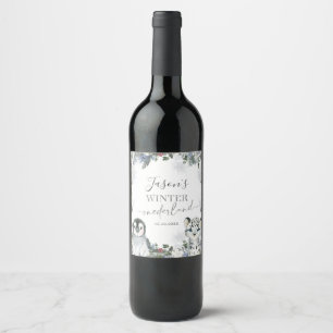 Étiquette Pour Bouteilles De Vin Animal de l'Arctique Hiver Onederland 1er annivers