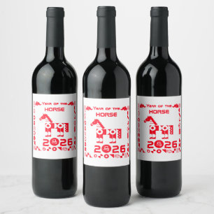 Étiquette Pour Bouteilles De Vin Année du cheval 2026
