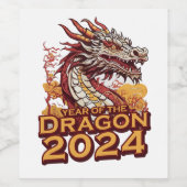 Étiquette Pour Bouteilles De Vin Année du dragon 2024 (Étiquettes simples)