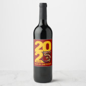 Étiquette Pour Bouteilles De Vin Année rouge or du serpent 2025 (Devant)
