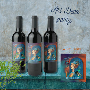 Étiquette Pour Bouteilles De Vin Années folles renouveau Art déco