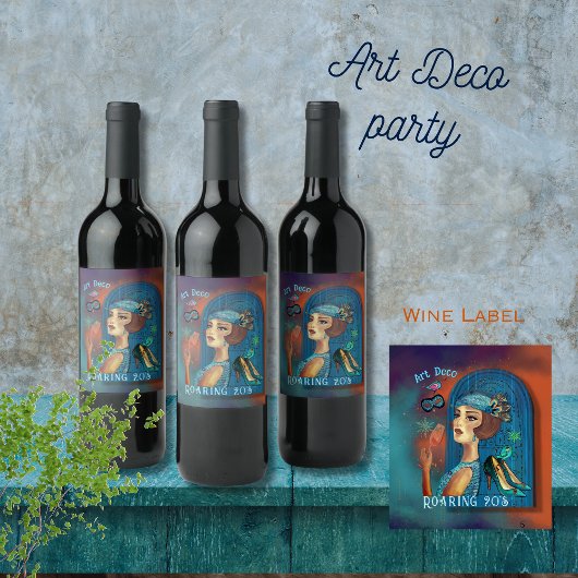Étiquette Pour Bouteilles De Vin Années folles renouveau Art déco